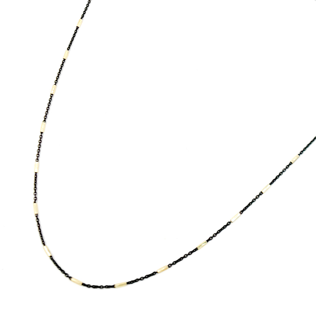 Z9GB1F. Oxidized 925 Sterling Silver Satellite Gold Plated Tube Necklace