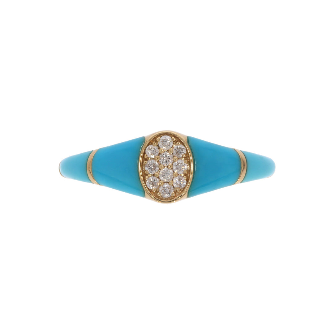 DRN05936TQ. 14k Solid Gold Turquoise and Diamond Fancy Ring
