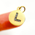 Load image into Gallery viewer, DC070. Diamond Sterling Silver Letter &quot;L&quot; Round Charm
