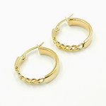 Load image into Gallery viewer, GER108. 14K Solid Gold Hoop with Flat and Curb section
