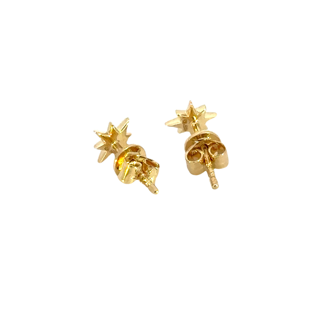 ER413159Y. 14K Solid Gold Star Diamond Studs Earrings