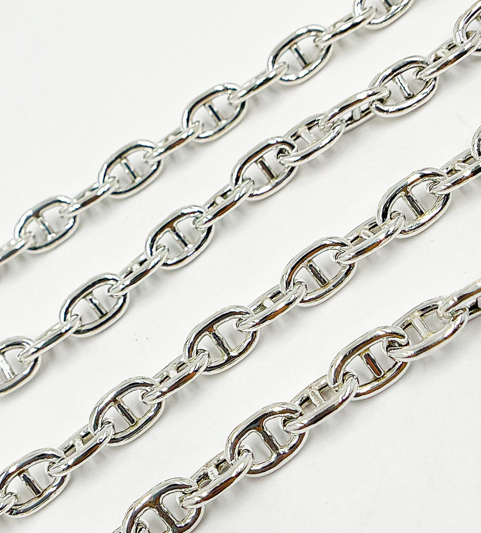 925 Sterling Silver Marina 11x7 mm Link Chain. V81SS