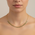 Load image into Gallery viewer, NFZ71948. 14K Solid Gold Gemstone Dangle Rectangle Necklace