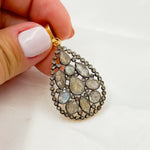 Load image into Gallery viewer, DSP043. Diamond Sterling Silver Drop Pendant with Gemstones
