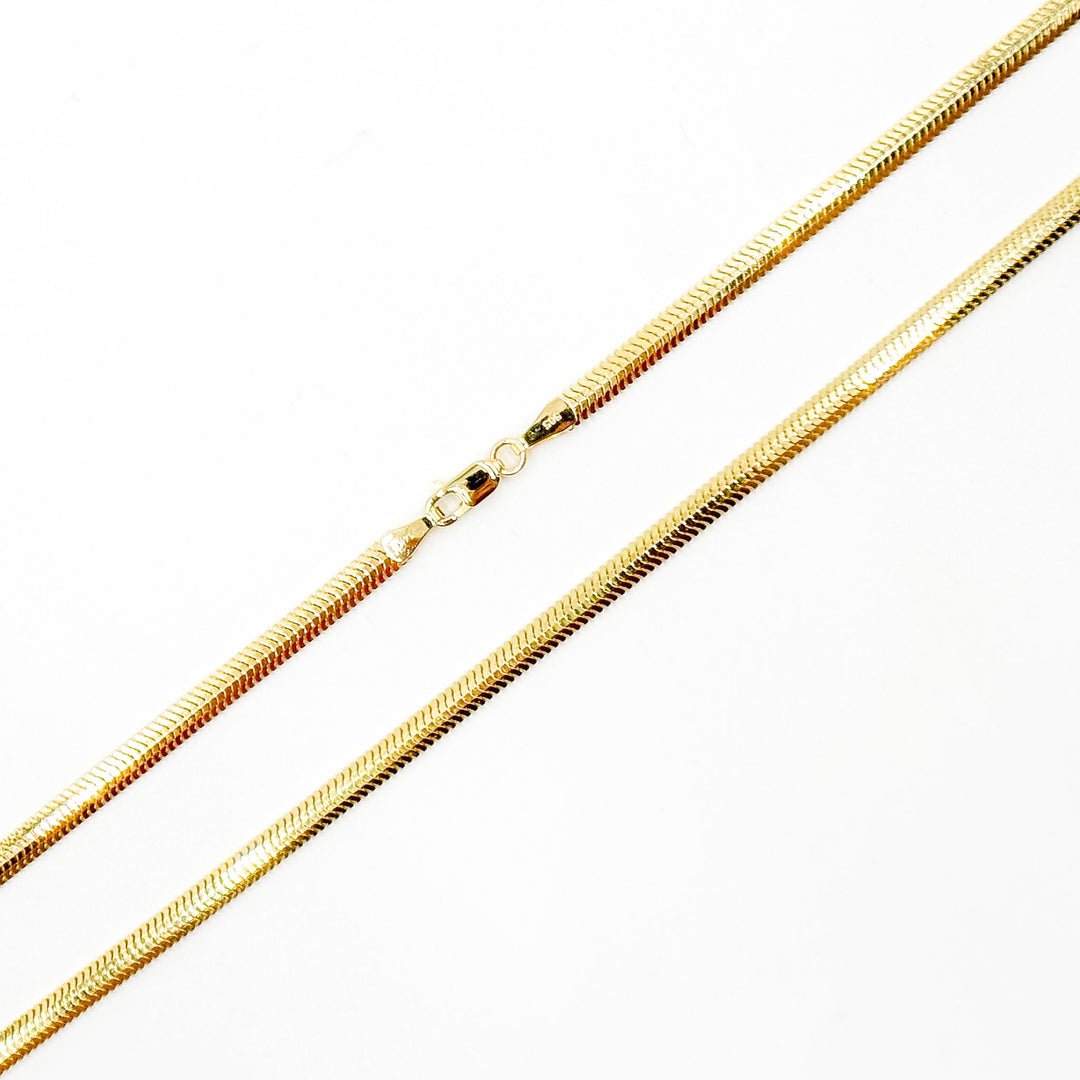 330CCTDBRA8. 14K Solid Gold Flat Snake Necklace