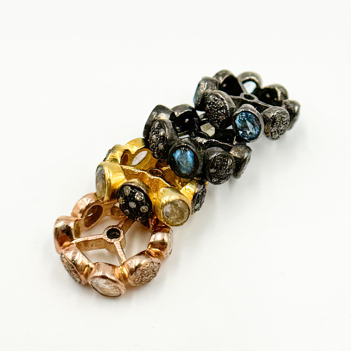 DC748. Diamond Sterling Silver Spacer Bead with Gemstone