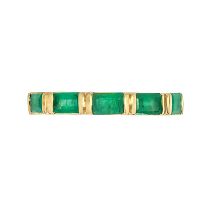 14K Solid Yellow Gold Emerald Baguette Ring