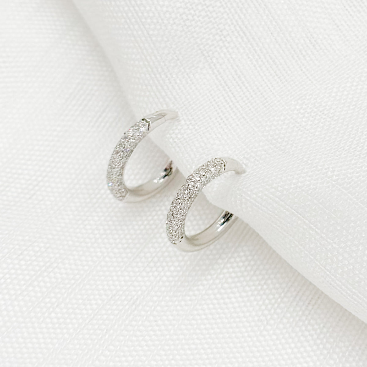 14K Solid Gold Diamond Huggies
