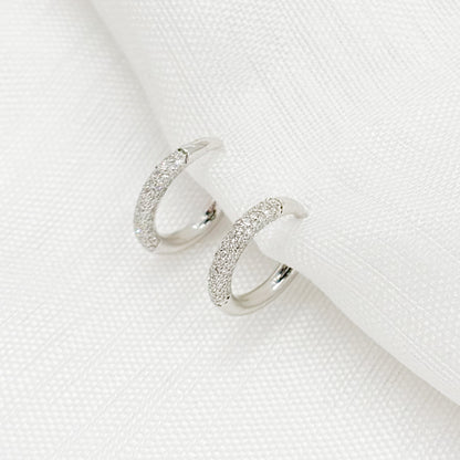 14K Solid Gold Diamond Huggies