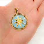 Load image into Gallery viewer, DP502A. Diamond Sterling Silver Round Star Enamel Pendant
