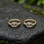 Load image into Gallery viewer, HP402126. 14K Solid Yellow Gold Diamond Hoop Earring
