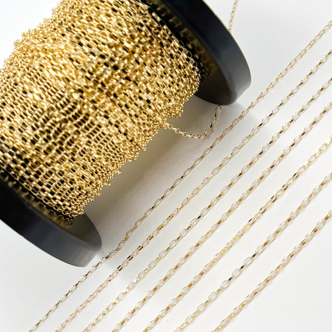 045BOVH4byFt. 14k Solid Yellow Gold Diamond Cut Oval Cable Chain