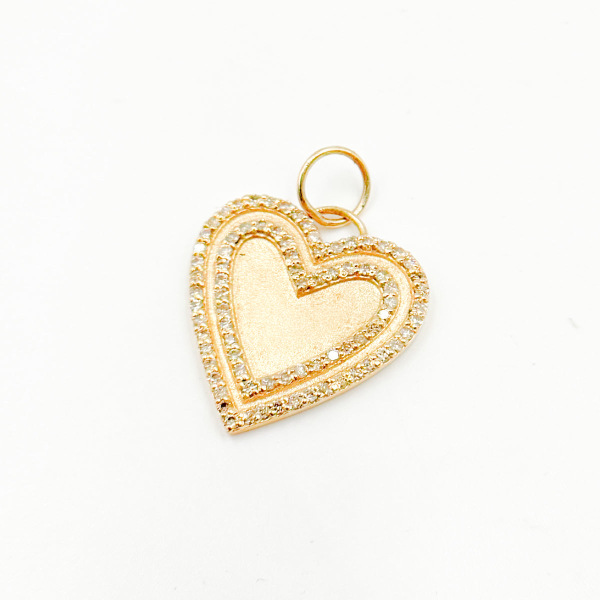 GDP141. 14K Solid Gold with Diamonds Heart Shape Charm