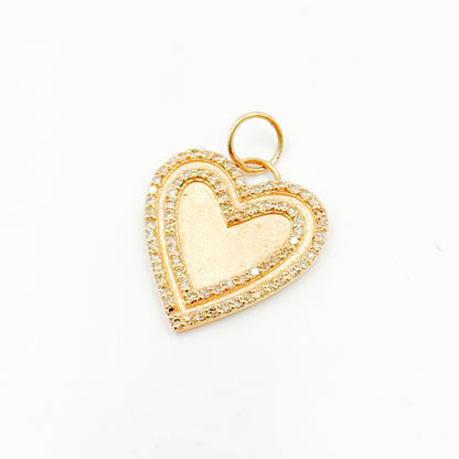 GDP141. 14K Solid Gold with Diamonds Heart Shape Charm