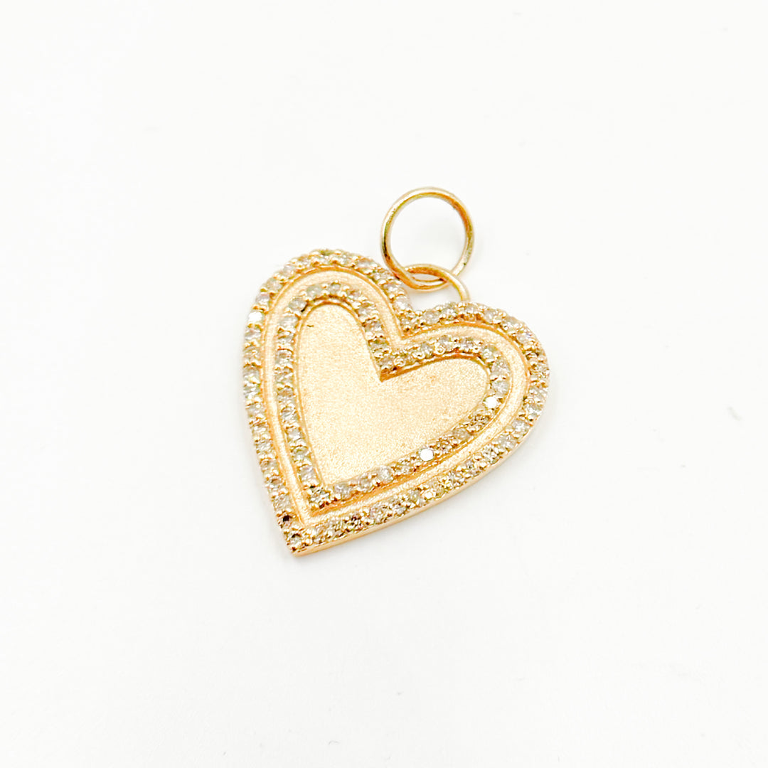 GDP141. 14K Solid Gold with Diamonds Heart Shape Charm