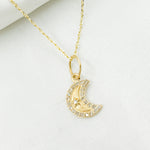 Load image into Gallery viewer, 14k Solid Gold Diamond Moon and Star Charm. GDP284
