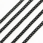 V122BRM. Black Rhodium Matt Sterling Silver Smooth Curb Chain