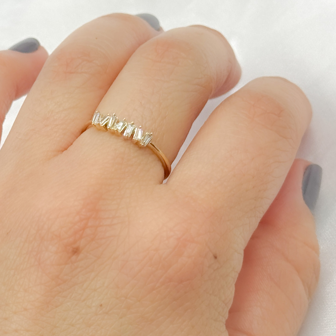 14k Solid Gold Baguette Diamond Bars Ring. RN406669