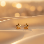 Load image into Gallery viewer, EFC52671Y. 14k Solid Gold Diamond Star Studs