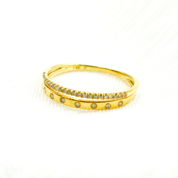  14K Solid Yellow Gold Diamond Ring
