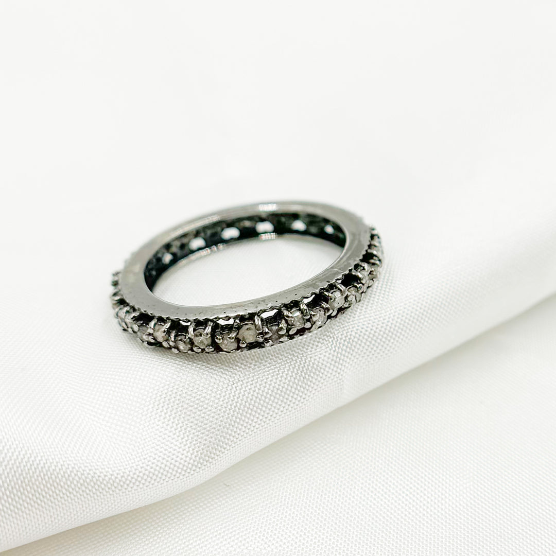 DE02. Diamond Black Rhodium Sterling Silver Ring