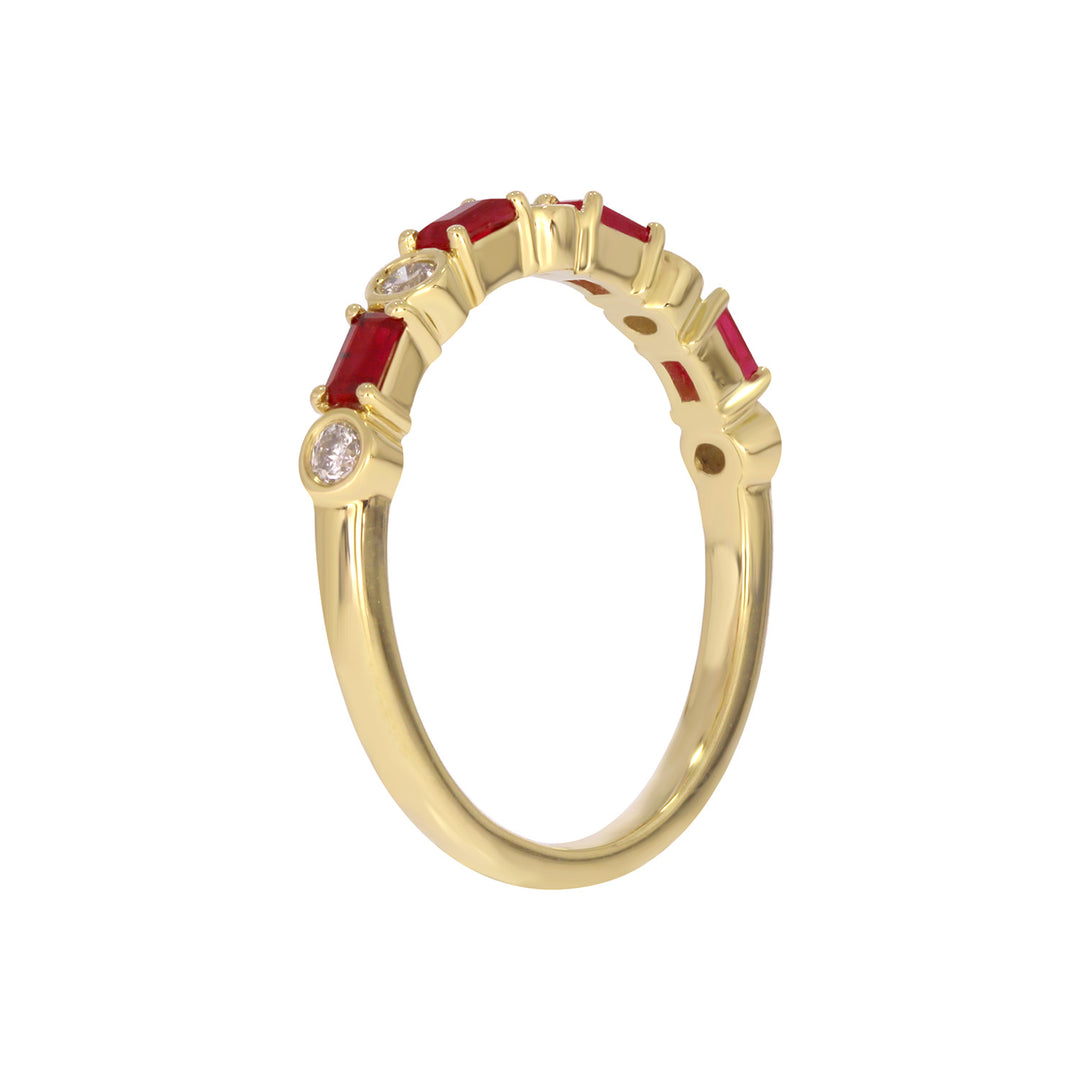 RAB01631RU. 14K Solid Yellow Gold Diamond and Ruby Band Ring