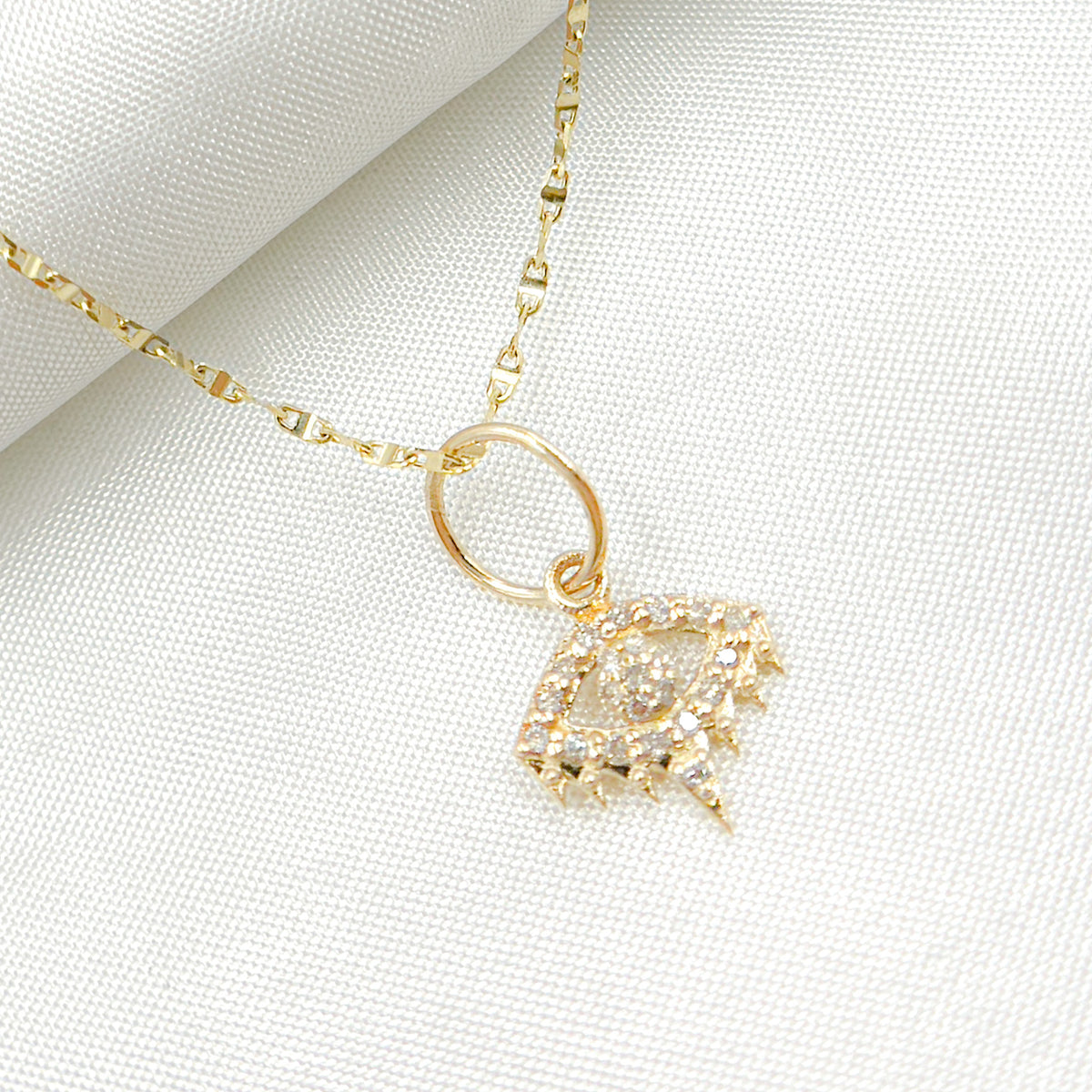 GDP509. 14k Solid Gold Diamond Eye Charm