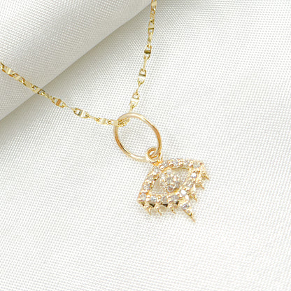 GDP509. 14k Solid Gold Diamond Eye Charm