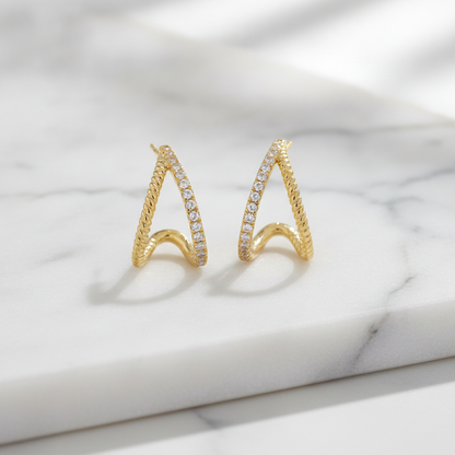 EFB53671. 14K Solid Rose Gold Diamond Stud Earrings