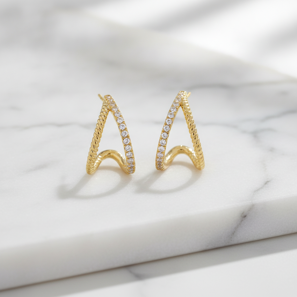 EFB53671. 14K Solid Rose Gold Diamond Stud Earrings