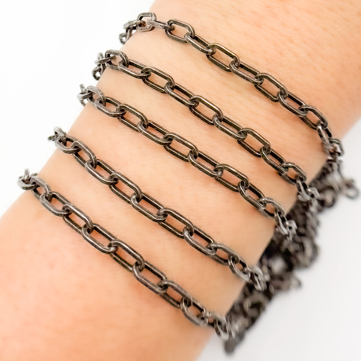 Oxidized Sterling Silver Flat Thick Cable Chain