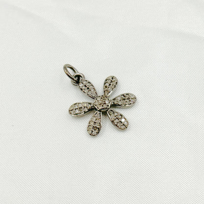 DC449. Diamond Sterling Silver Flower Pendant