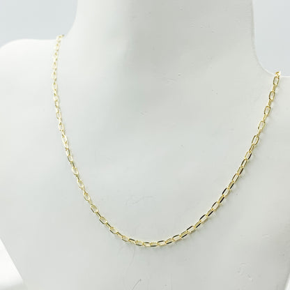 14K Solid Yellow Gold Diamond Cut Paperclip Necklace