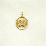 Load image into Gallery viewer, 14K Solid Gold Charm. Hexagon Pendant with Diamonds. GDP357
