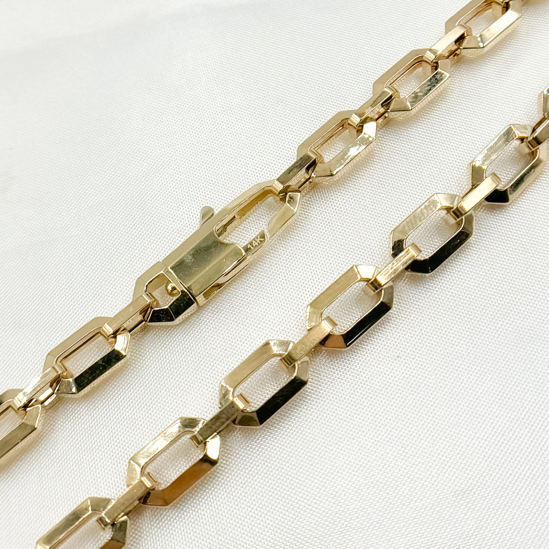 2103035C1. 14K Solid Hollow Gold Diamond Cut Cable Link Chain