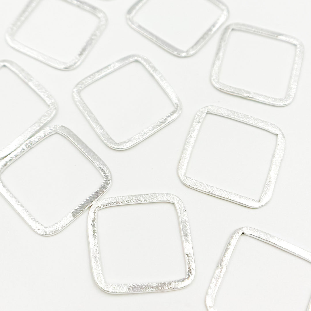 SS1SS. 20MM White Sterling Silver Brushed Square Connector