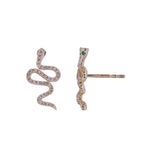Load image into Gallery viewer, EFD54359EM. 14K Solid Gold Diamond and Emerald Snake Studs