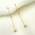 Load image into Gallery viewer, 14K Solid Gold and Diamonds Stars Dangle Earrings. EFB51689
