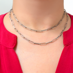 Load image into Gallery viewer, Oxidized Sterling Silver Smooth Paperclip Necklace
