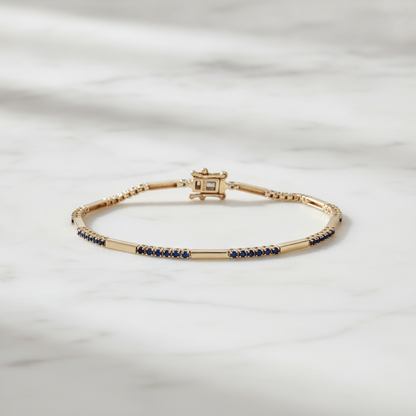 BFZ61295. 14K Solid Gold Gemstone Bar Bracelets