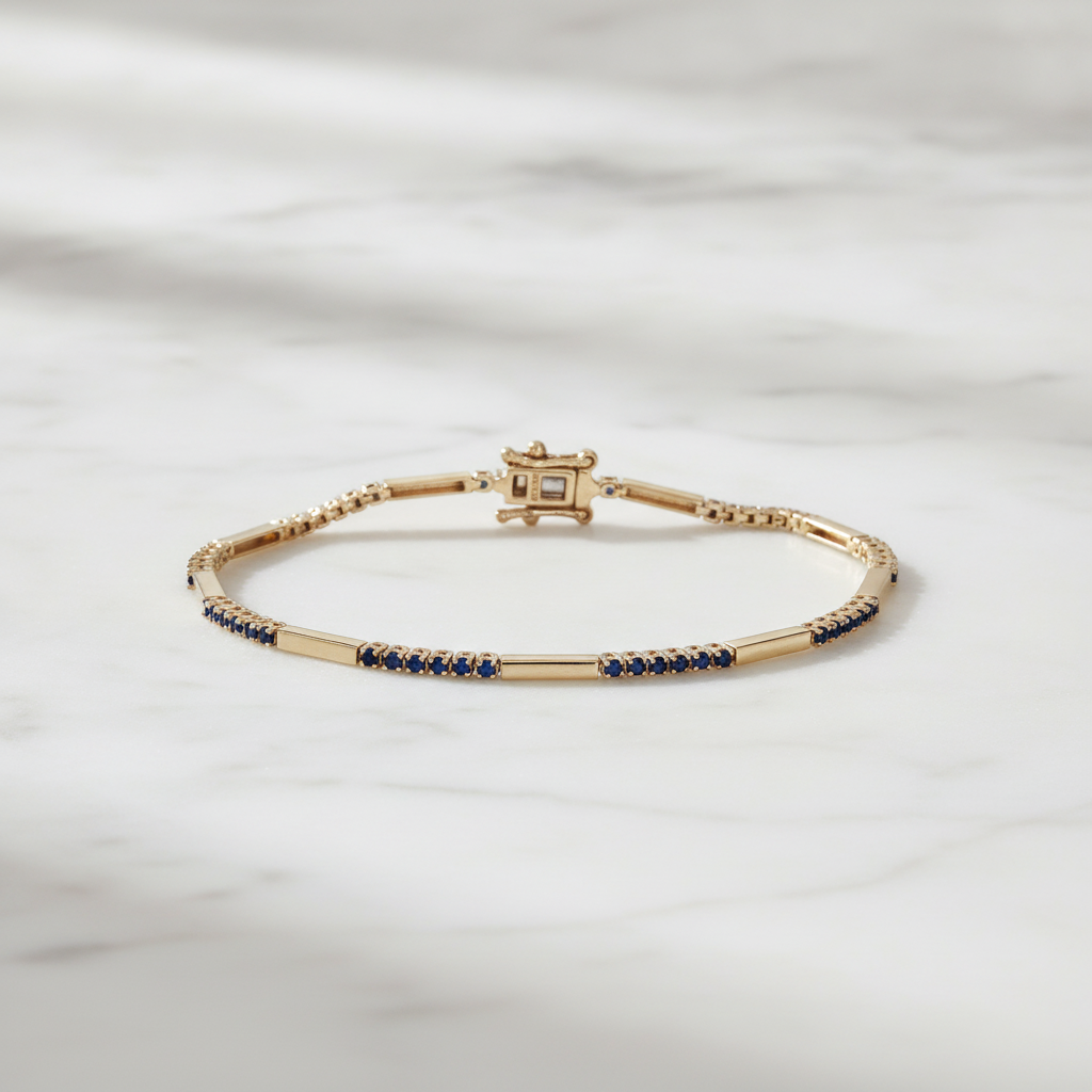 BFZ61295. 14K Solid Gold Gemstone Bar Bracelets