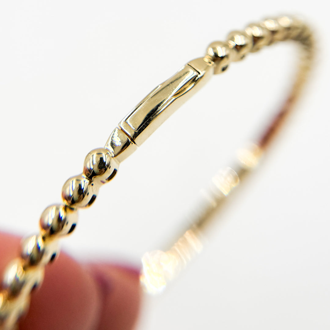 BNI68561. 14K Solid Yellow Gold Gemstone and Diamond Fancy Bangle