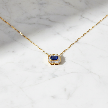 NT405922. 14K Solid Gold Octagon Gemstone Fancy Tiny Necklace