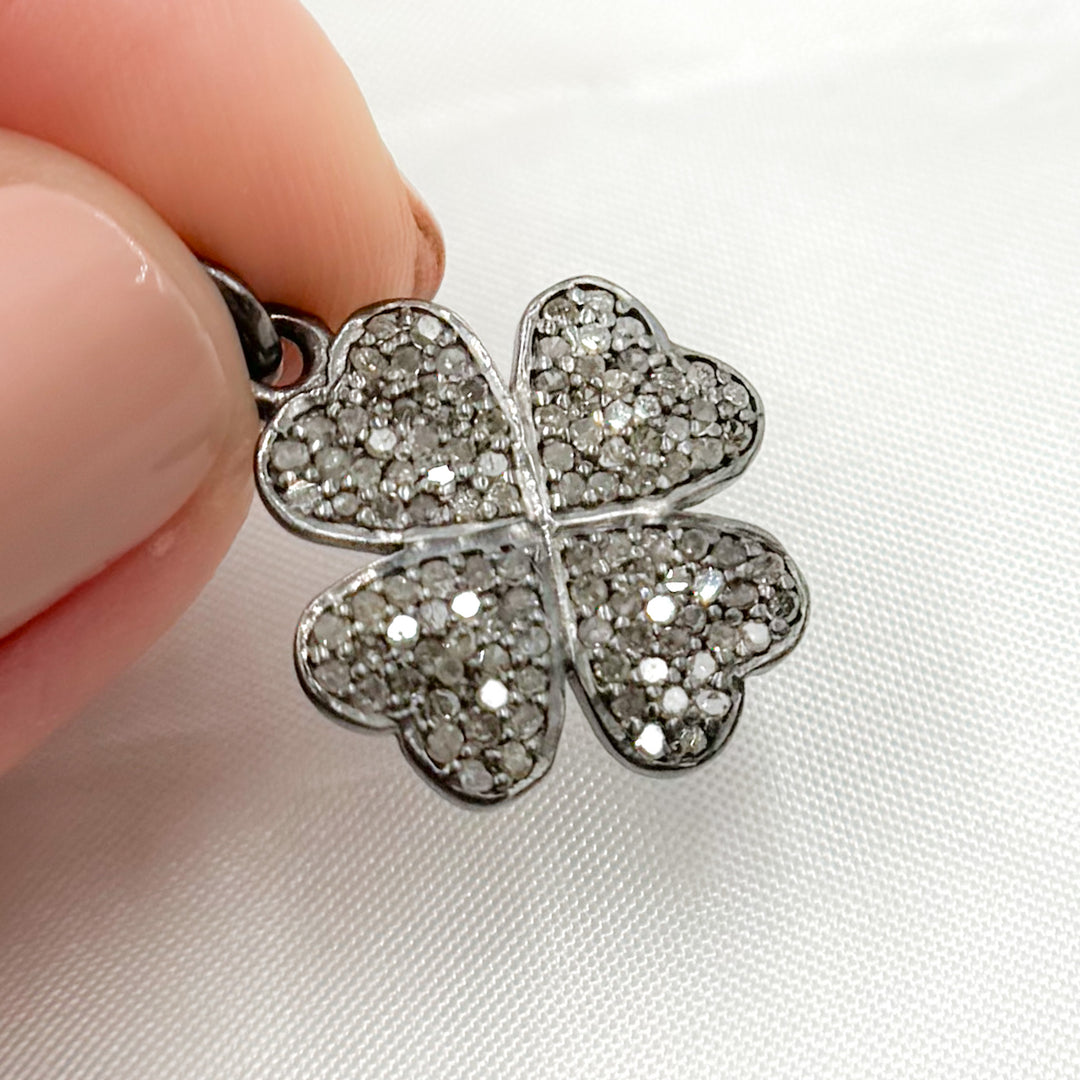 DC896. Diamond Sterling Silver Flower Charm