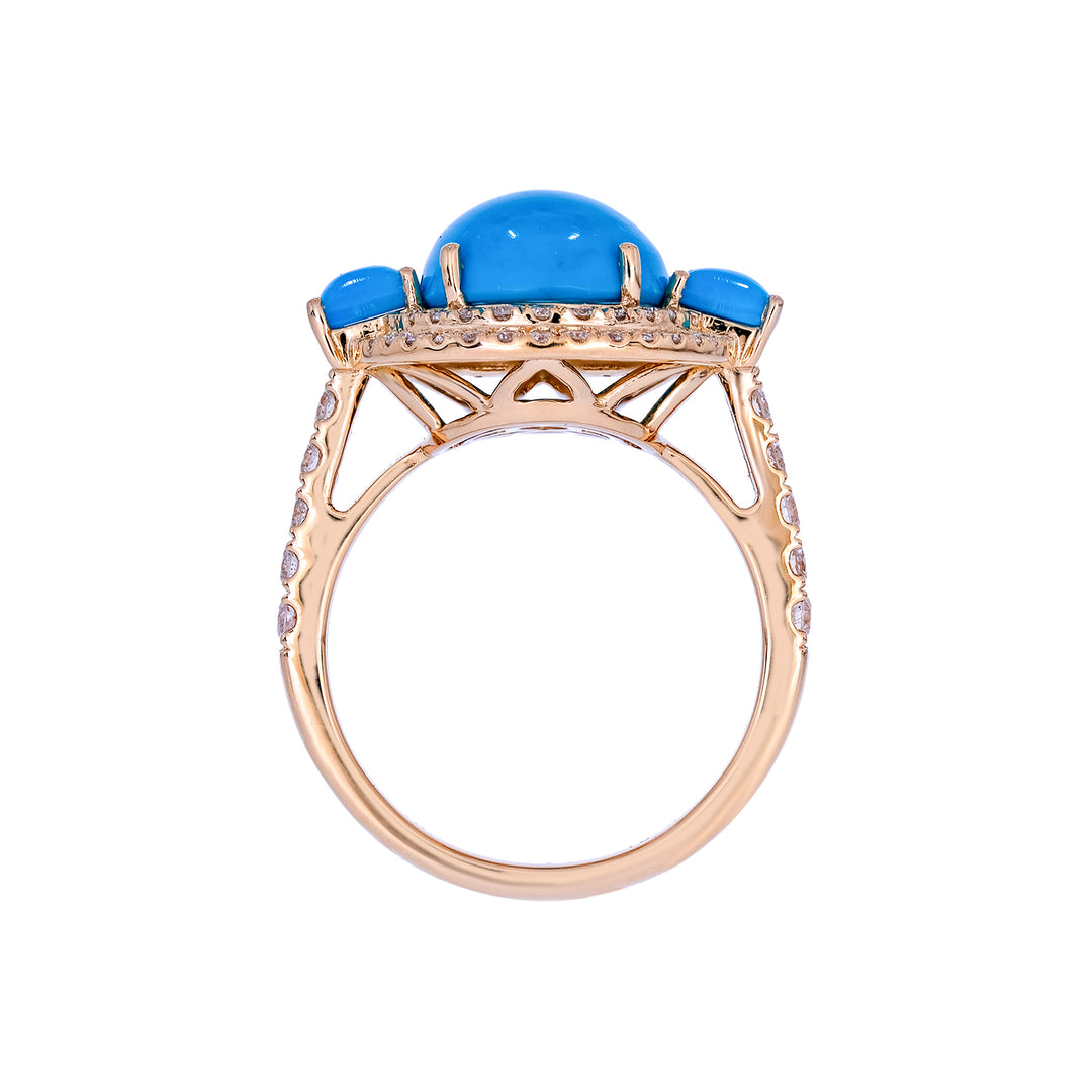 CR97318TQ12X10. 18K Solid Gold Diamond & Turquoise Ring