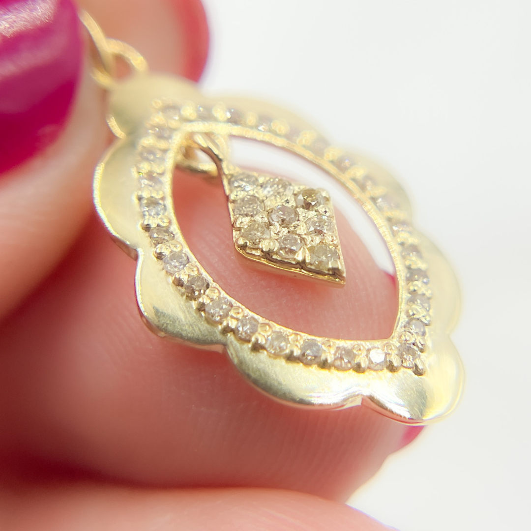 14K Solid Gold Diamond Organic Charm. GDP468