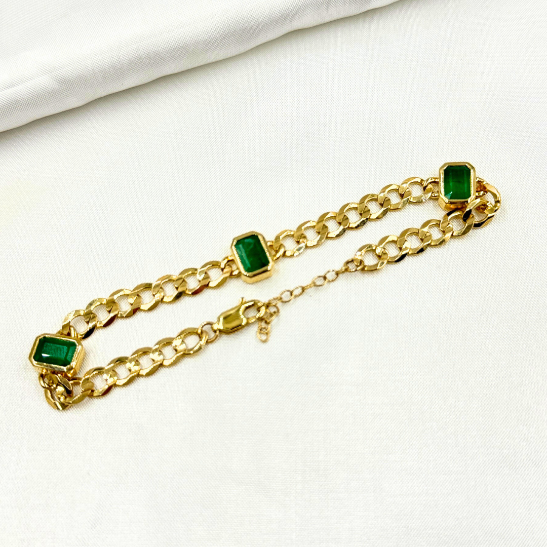 CB96105EM. 14k Solid Gold Gemstone Bracelet