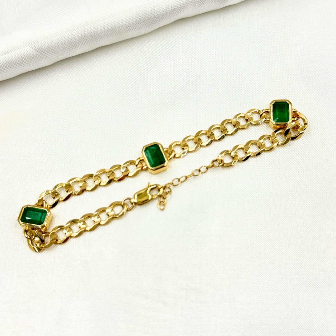 14k Solid Gold Gemstone Bracelet. CB96105EM