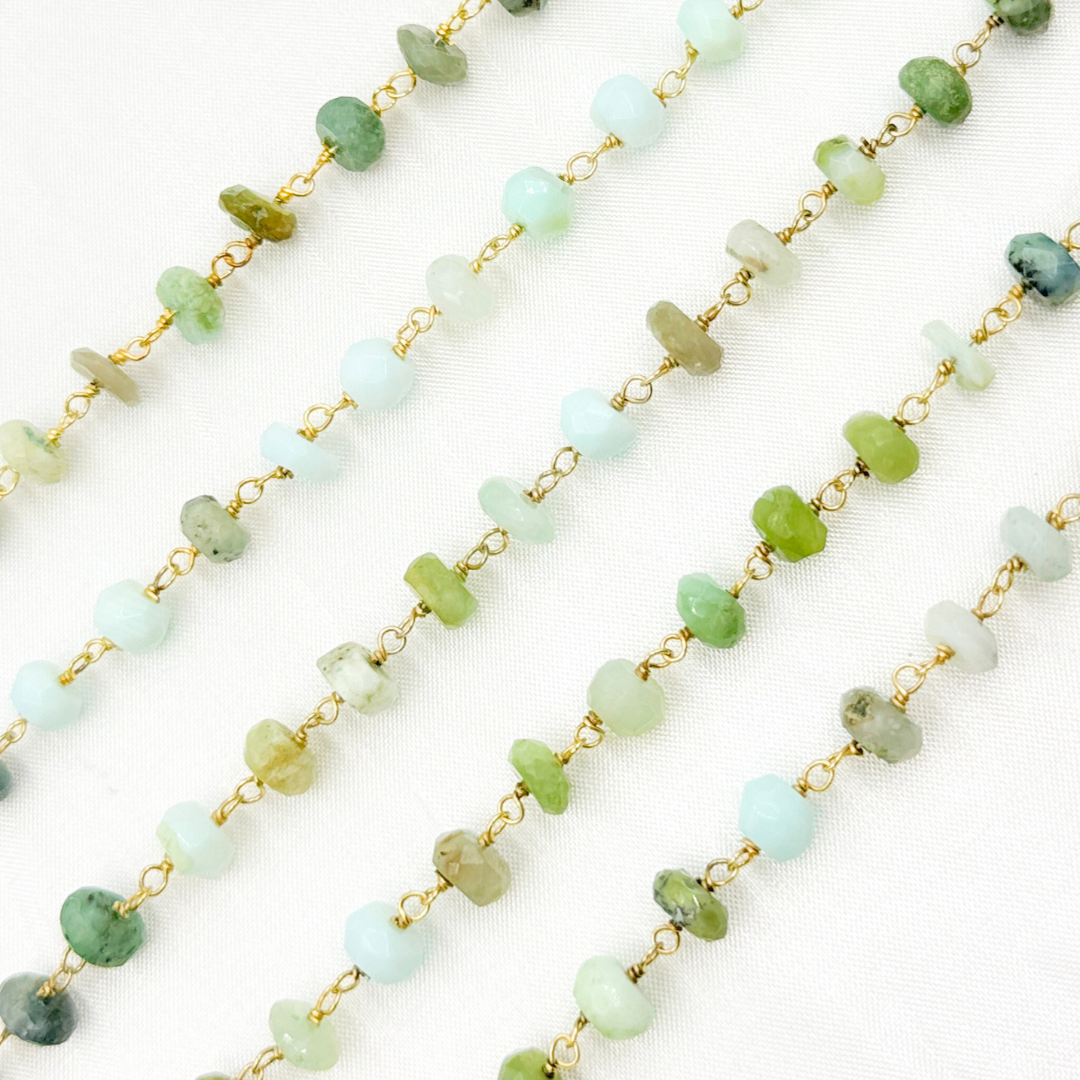 PO12. Peruvian Opal Gold Plated Wire Chain