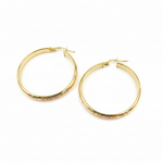 Load image into Gallery viewer, GER160. 14K Solid Gold Hollow Diamond Cut Hollow Hoop Earrings